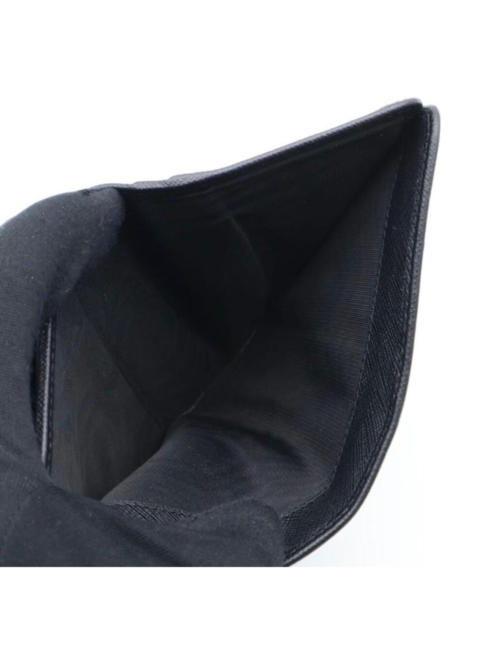 Prada Metal Logo Bifold Wallet Saffiano Leather Black L-shape - Picture 6 of 10